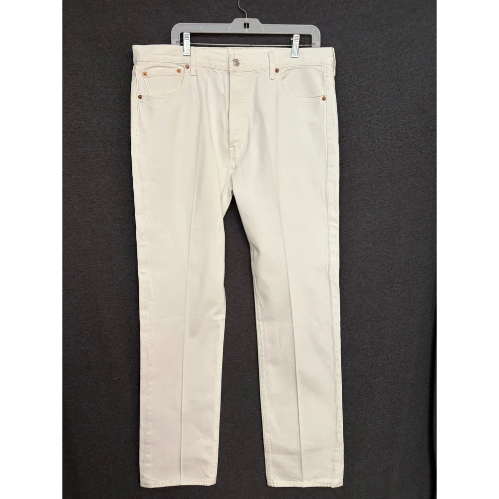 Vintage Levis 501 Original Fit‎ White Denim Jeans  36x34 Button Fly Straight Leg